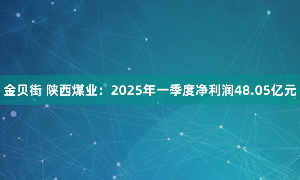 金贝街 陕西煤业：2025年一季度净利润48.05亿元