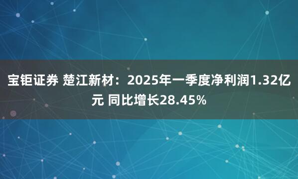宝钜证券 楚江新材：2025年一季度净利润1.32亿元 同比增长28.45%