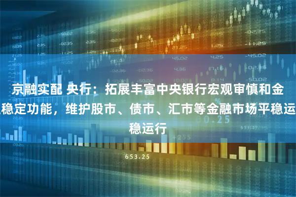 京融实配 央行：拓展丰富中央银行宏观审慎和金融稳定功能，维护股市、债市、汇市等金融市场平稳运行